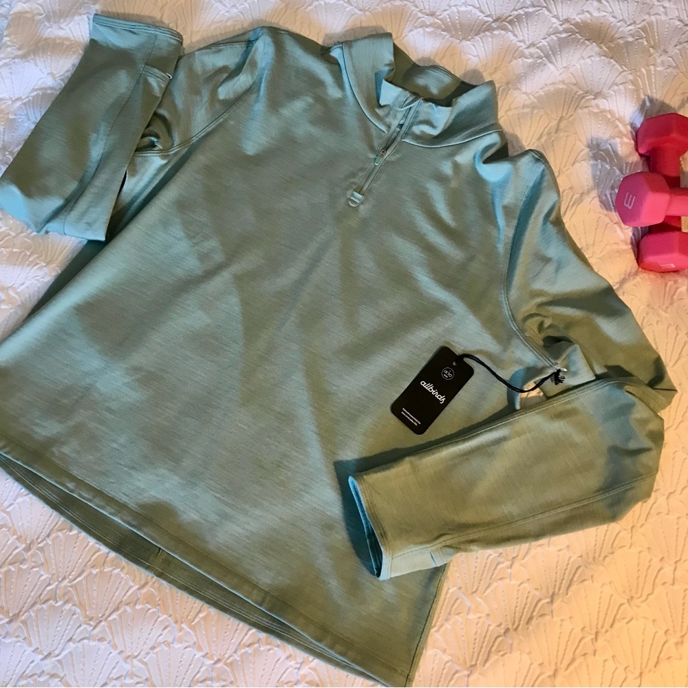 Allbirds Sage Green Quarter-Zip Women Top Size Large NWT